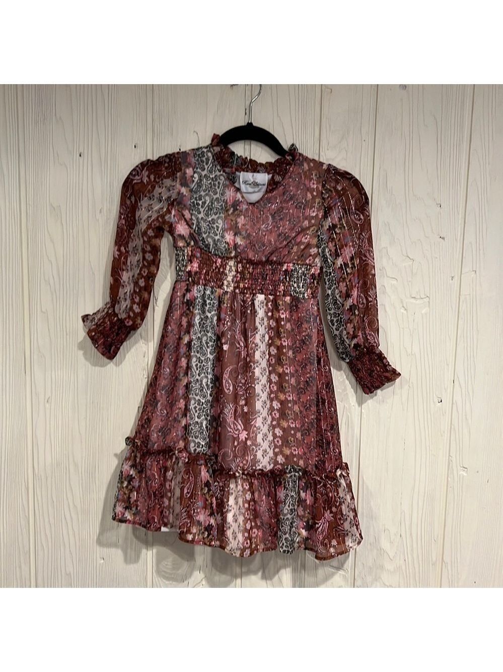 RARE EDITIONS GIRL’S Mauve Print  Dress